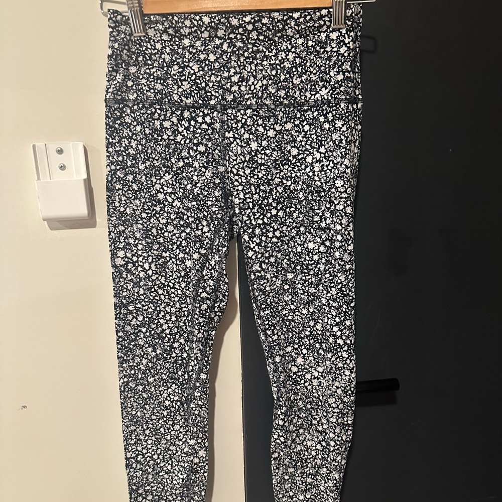Lululemon Black and White Floral Leggings